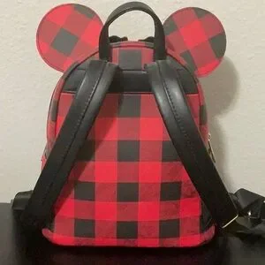 Loungefly Red and Black Plaid Backpack and Wallet with Floral Accents Disney | Bags | Disney Loungefly Red And Black Plaid  main image 2